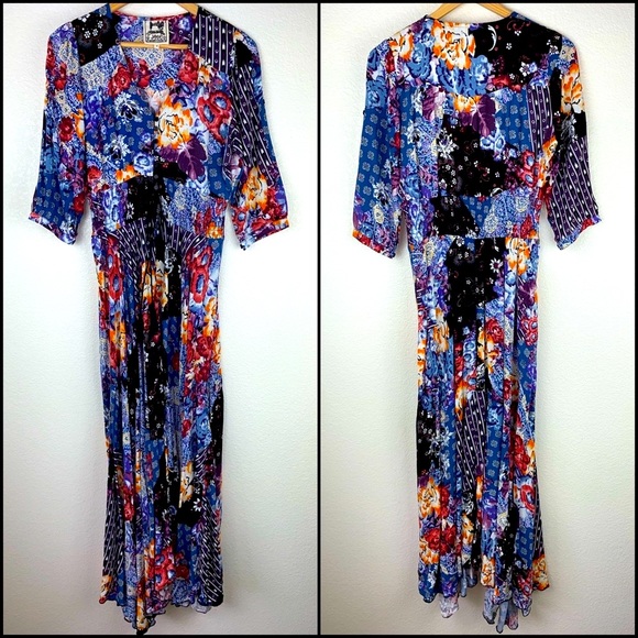 Jaase Patches Patchwork Mixed Media Print Maxi Dress - Picture 5 of 8